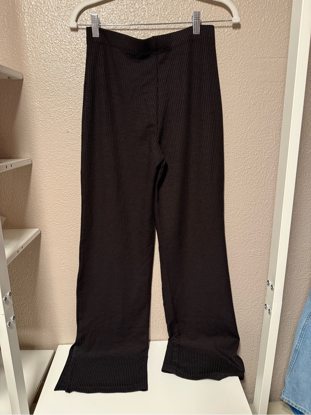 H&M Black Ribbed Wide-Leg Pants - Picture 3 of 3